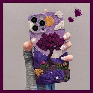 紫色油画适用苹果16pro手机壳iPhone15promax新款 11小米15菲林vivo艺术oppo硬壳 14华为mate70荣耀p70防摔12