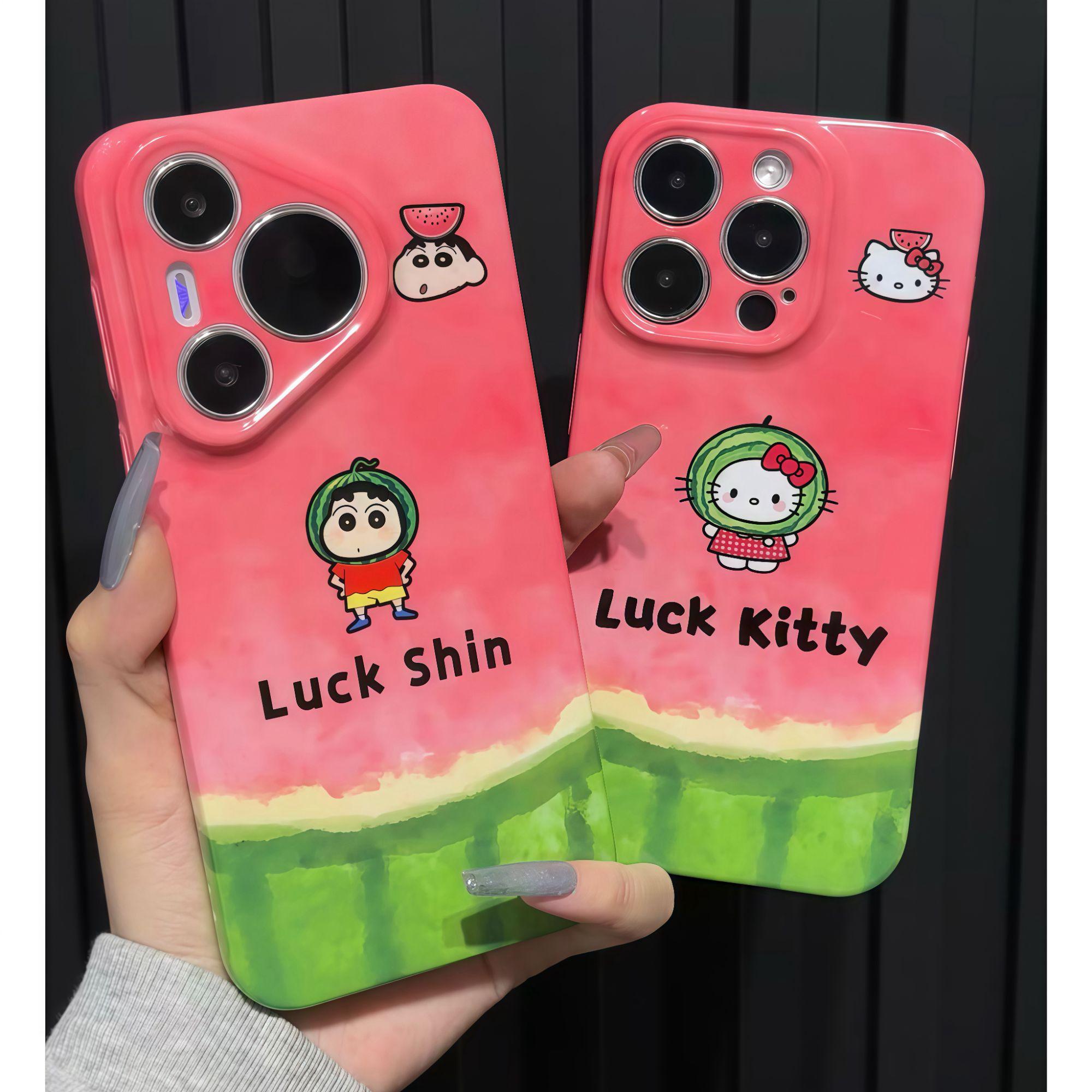 西瓜头KT小新适用苹果16pro手机壳iPhone15promax新款13华为mate60荣耀p70卡通12/11小米14菲林vivo硬壳oppo