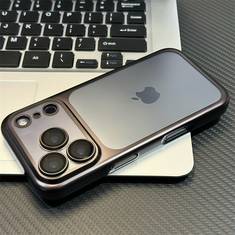 黑色电镀pc适用iphone17promax手机壳新款苹果17自带镜头膜16promax全包15磨砂散热防摔14plus高级感13透明12