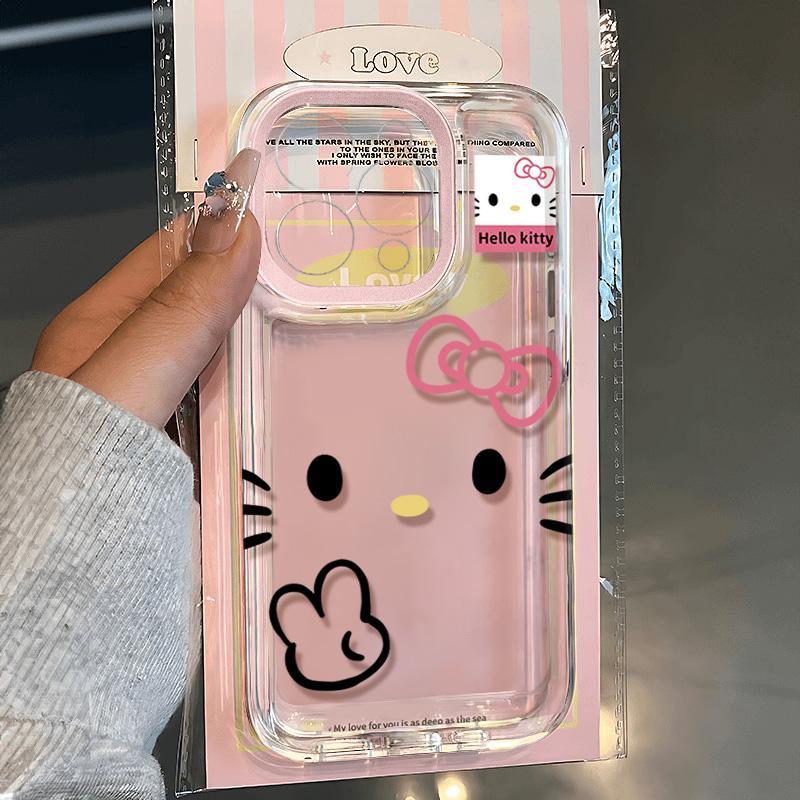 比耶kitty适用苹果16pro手机壳iPhone15promax新款13华为mate60荣耀200防摔12小米14透明vivo全包oppo软壳k70