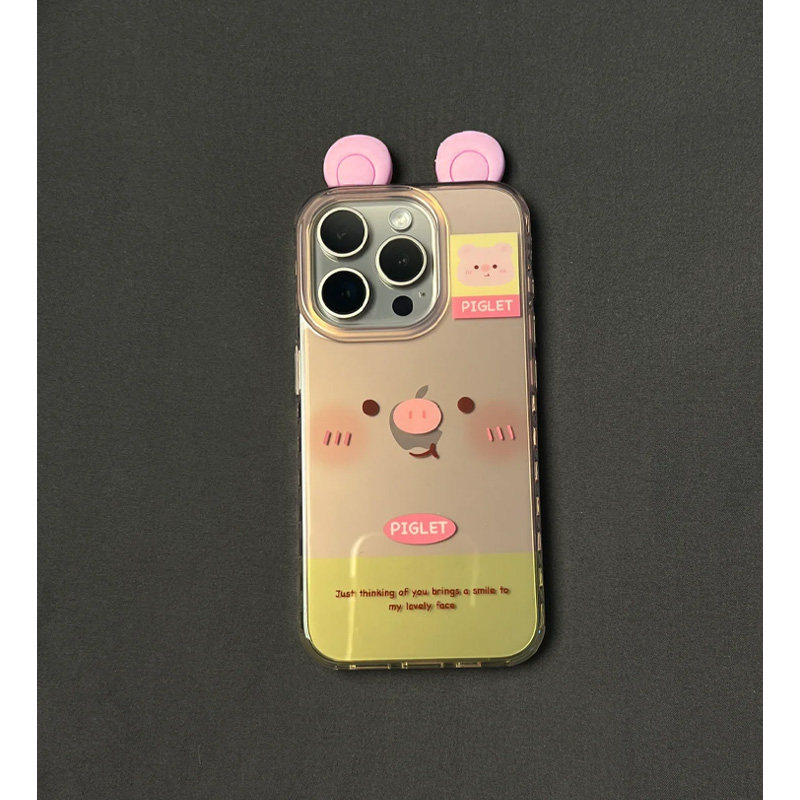 简约可爱小猪立体耳朵手机壳