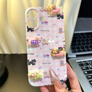 猫猫小狗适用iphone16promax手机壳苹果17镜子14华为mate70卡通vivox200小米15防摔oppo菲林壳13红米k80荣耀