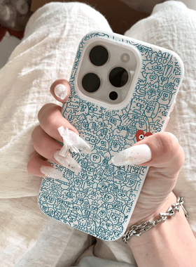 蓝色线条适用苹果15promax手机壳iphone14pro新款16promax创意个性13小众12保护套防摔11硅胶xr软壳xsmax女男