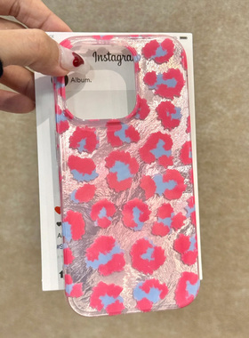 粉粉豹纹适用苹果16手机壳iPhone15promax晕染新款12华为mate60荣耀vivox100时尚oppok70小米14红米note13女