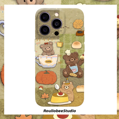 绿格纹小熊适用iphone16promax手机壳13苹果17菲林华为mate70卡通vivox200防摔小米oppo硬壳12红米k80荣耀300