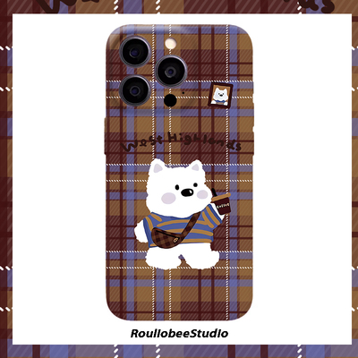 格纹小狗适用iphone16promax手机壳13苹果17菲林华为mate70pro卡通vivox200防摔小米oppo硬壳12红米k80荣耀90