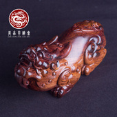 海南黄花梨紫油梨大貔貅摆件老料湘工高档红木雕件文玩把玩送礼