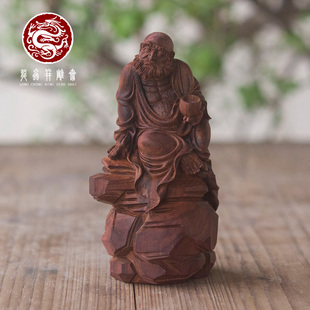 海南黄花梨紫油梨达摩摆件老料鬼脸清刀雕刻精湛家居摆件收藏送礼