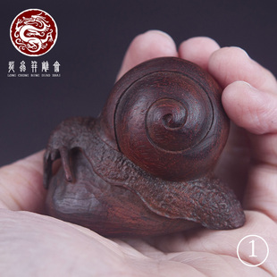 【安居乐业】印度小叶紫檀蜗牛手把件老料手工雕刻案头趣味小摆件