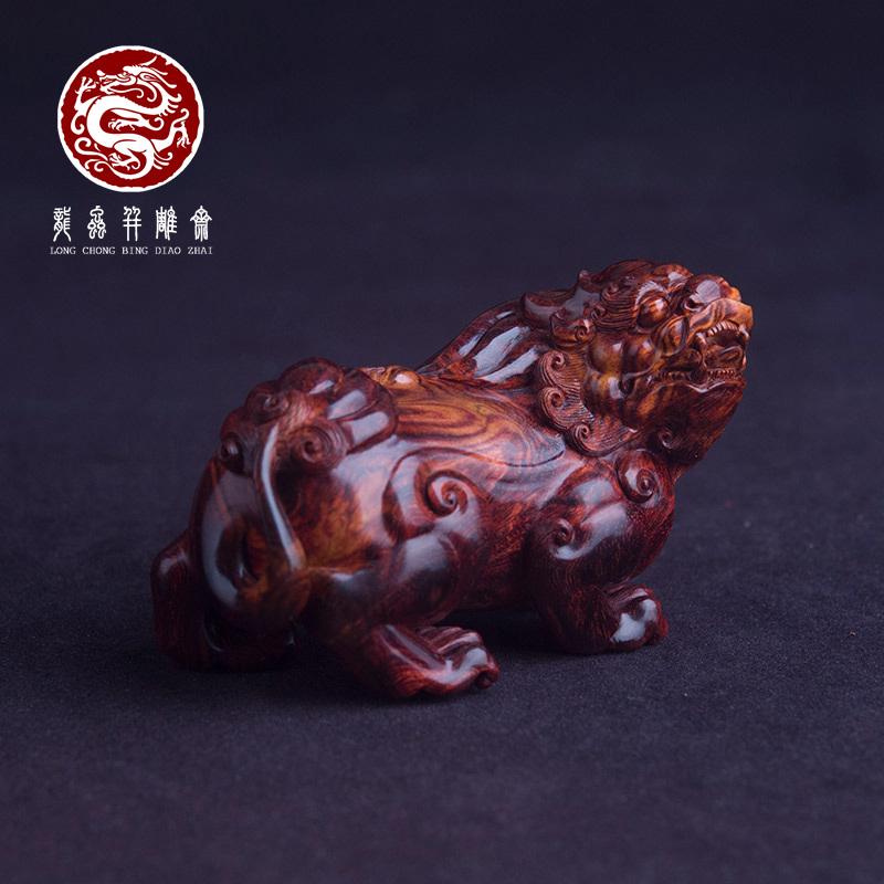 海南黄花梨紫油梨貔貅摆件老料手作高油性文玩盘玩家居雕件送礼