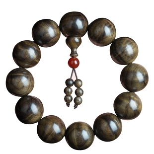 龙虫并雕斋四川金丝楠木手串 水波纹乌木阴沉金丝楠文玩老料 40g