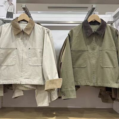 百搭休闲拉链短款茄克/外套巴恩风翻领时尚夹克新款女装 479208