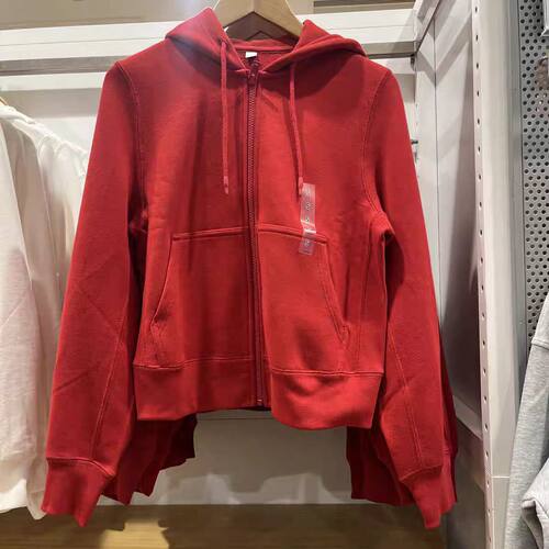 女装运动拉链连帽外套/长袖26春季新款纯色卫衣休闲短上衣484236
