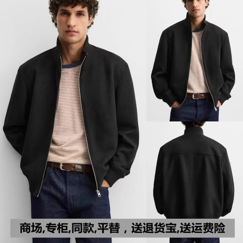 2025秋季新品 男装 反绒皮效果修身直筒立领夹克外套 6318405 800