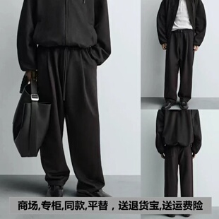 385新品 3046385 男装 休闲裤 800 反绒皮效果宽松阔腿系带褶裤 3046