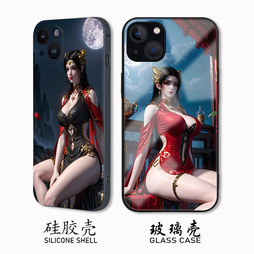 美杜莎女王硅胶壳霸气钢化玻璃壳