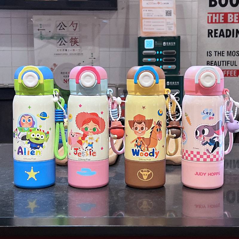 玩具总动员儿童保温杯女孩学生上学防摔吸管杯316不锈钢三饮水壶