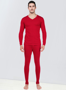 金纺棰6705 男士100羊毛薄精纺纯羊毛保暖内衣套 V领羊毛衫羊毛裤