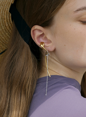 pn流苏耳夹女无耳洞法式高级感小众耳饰轻奢复古花朵长款耳骨夹夏