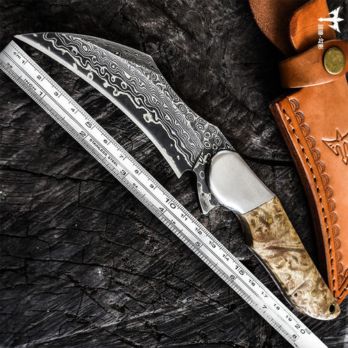 户外小刀随身大马士革刀具防身