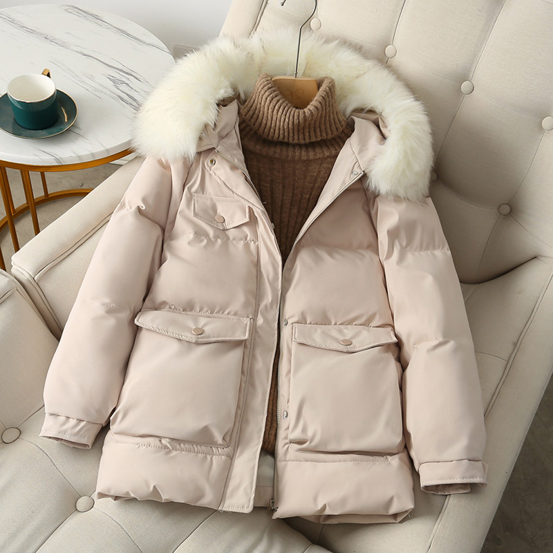 棉服女2021新款棉衣韩版连帽面包服加厚冬装外套小个子短款棉袄潮