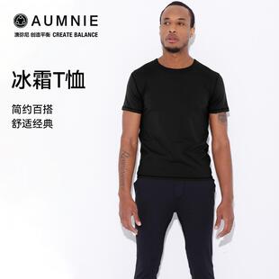AUMNIE澳弥尼冰霜T恤男款纯黑色休闲百搭款上衣短袖款