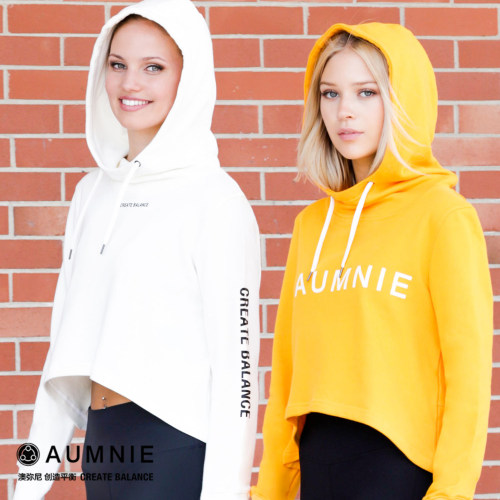 AUMNIE澳弥尼CB高低LOGO连帽上衣拇指扣袖运动休闲套头上衣