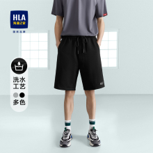 HLA/海澜之家中年父亲黑色五分裤休闲短裤25夏季新款弹力中裤男