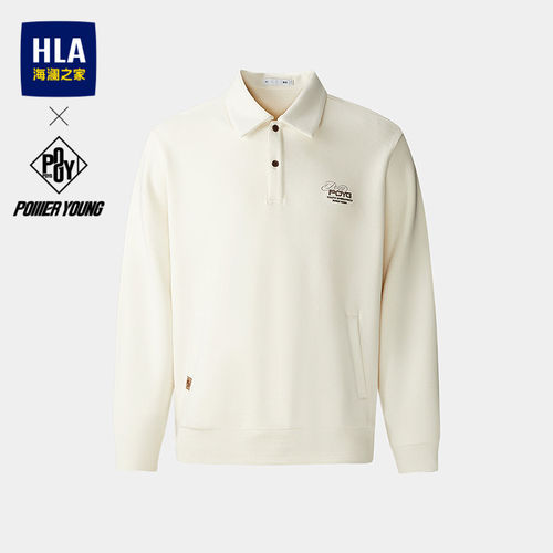 HLA/海澜之家POWER YOUNG系列卫衣26秋新款POLO领绣花休闲上衣男
