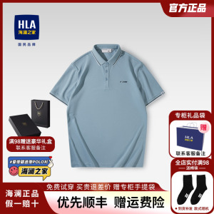 HLA/海澜之家休闲男装中年爸爸短袖Polo2024夏新品翻领短袖T恤男