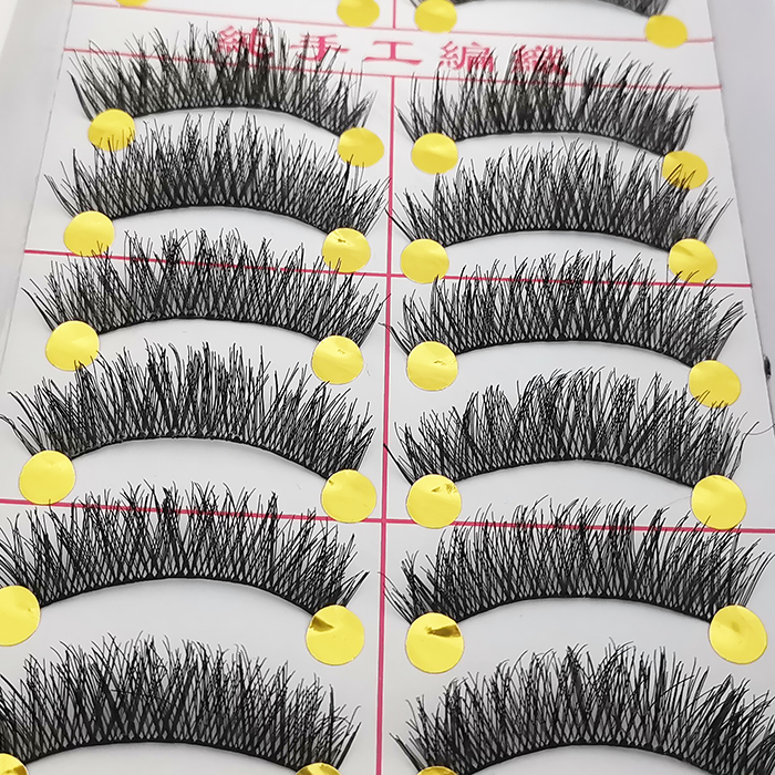 满额包邮 批发台湾纯手工假睫毛上眼毛演出交叉浓密15棉线梗10对