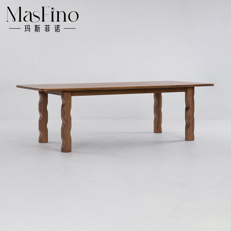 玛斯菲诺北欧设计师款简约小户型家用餐桌长方形饭桌原木中古家具