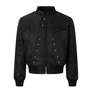 SlowFade 保暖棉服 斜裁雾银双排扣3M新雪丽棉高领Bomber短款