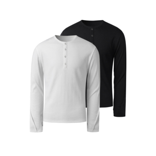 T袖 Slow 内搭长袖 修身 Fade亨利领肌理坑条忍者袖