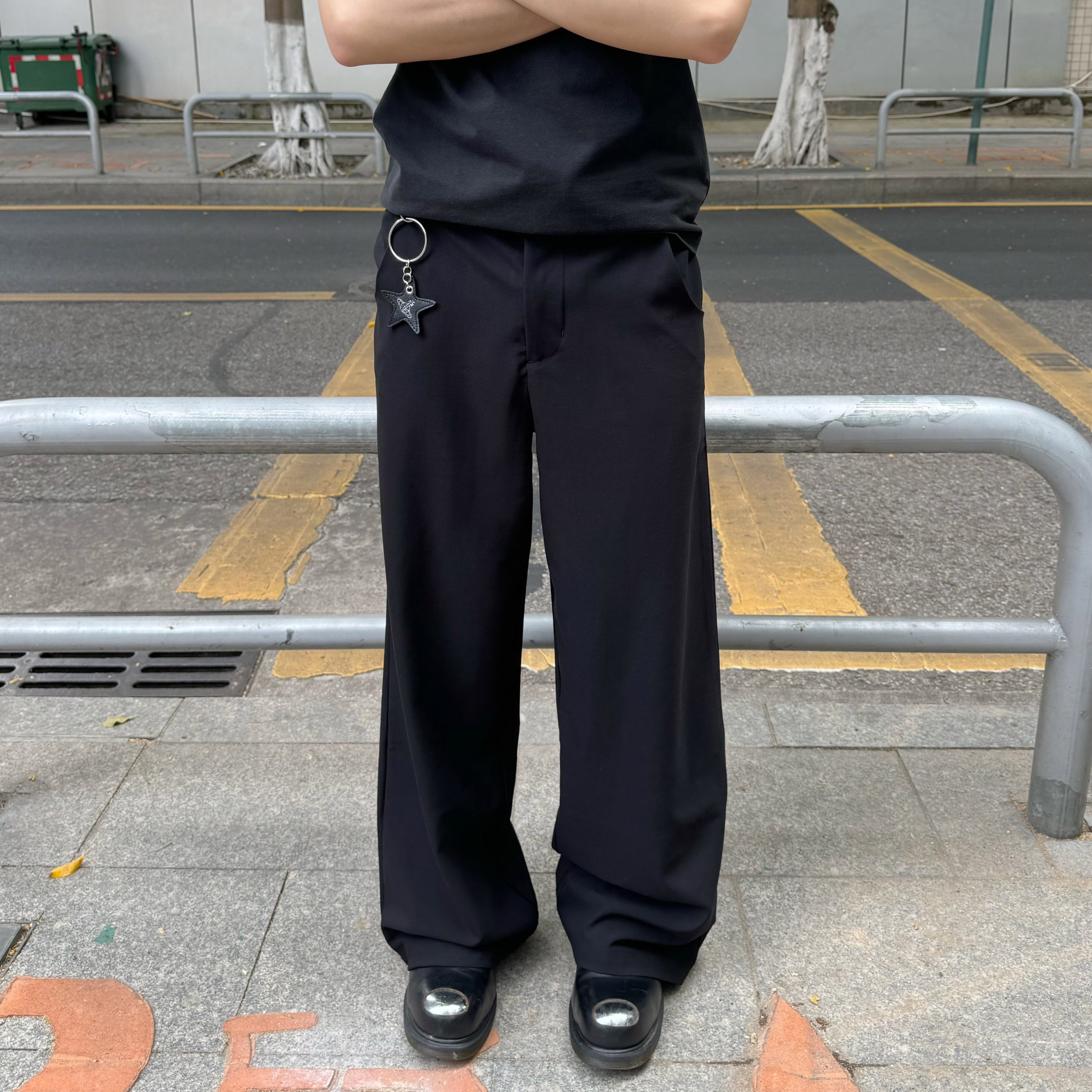 SLOWFADE立裁剪裁弧型阔腿西裤