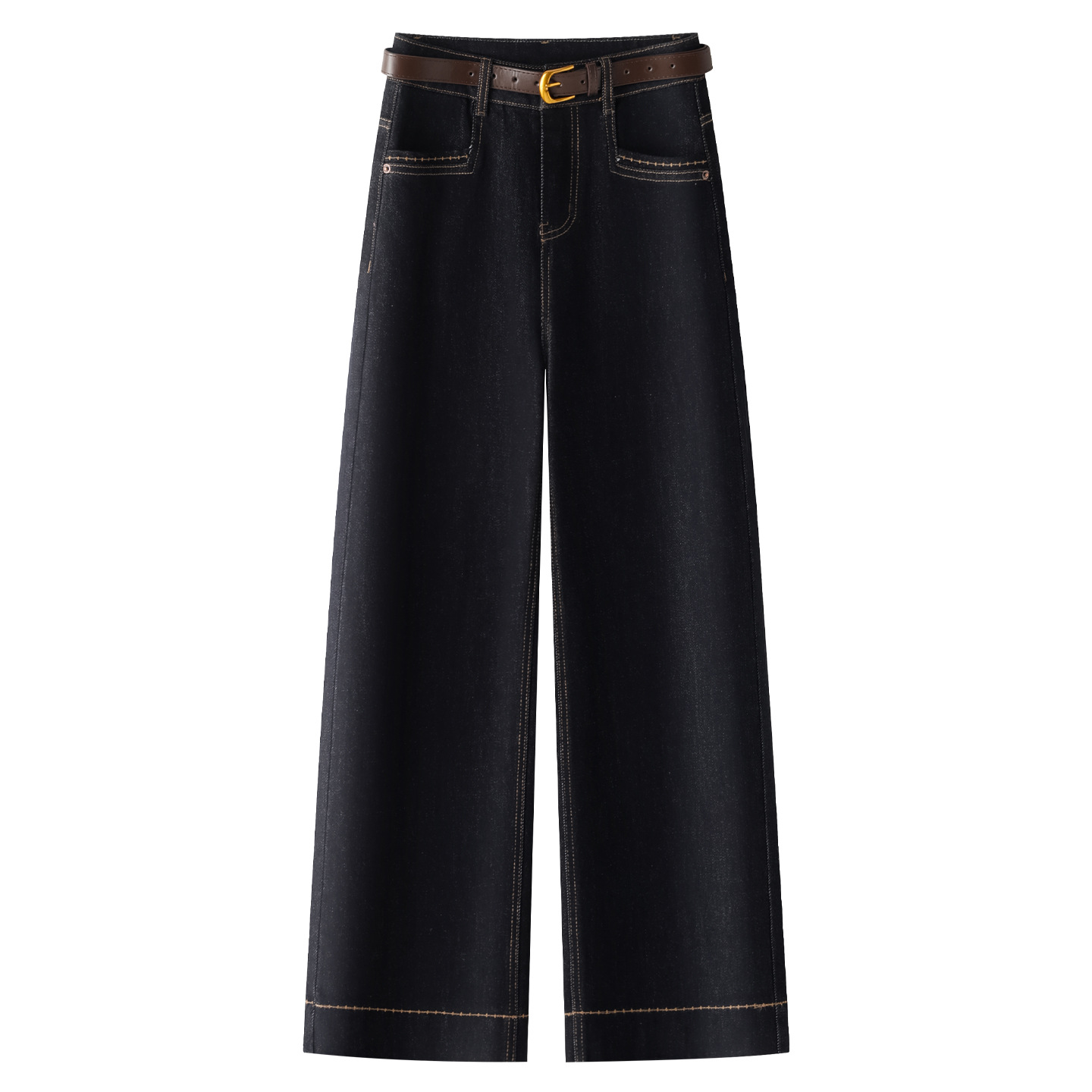 思慕缇苏昔女装正品费依深蓝色阔腿牛仔裤女2025秋款新款高腰显瘦