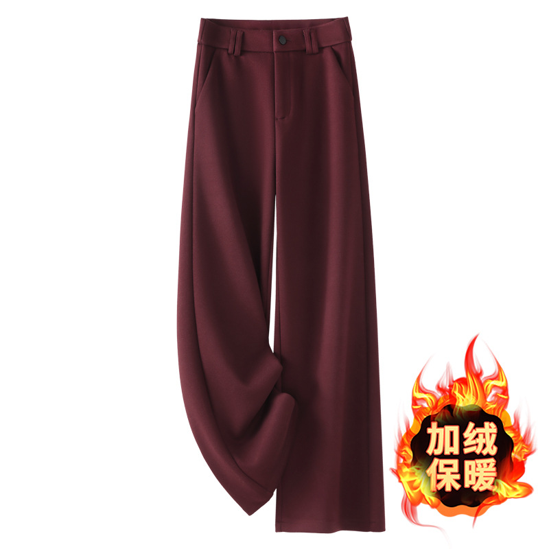 印象主题费依正品水云间女装村上春安可拉红醋酸羊毛直筒裤子女20