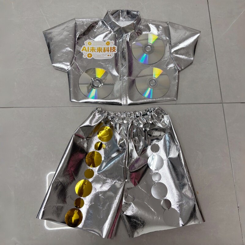 环保时装秀男女童演出服AI科技机器人主题未来科技太空服环保服装