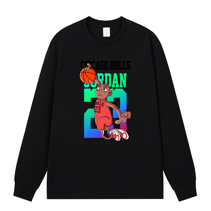 公牛23号创意个性印花长袖纯棉美式篮球T恤训练服学生班服定制DIY