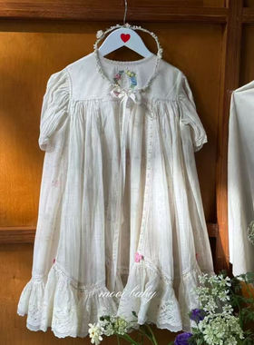 mooi新款Pero女童甜美刺绣蕾丝花朵生日裙重工公主裙连衣裙