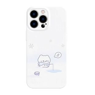 雪地钓鱼适用iPhone14Pro/17手机壳11/6/xr苹果14/15Promax软情侣8p手机壳