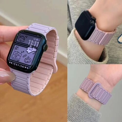 适用iWatch11苹果手表s10小清新s9/硅胶磁吸s8腕带ultra3/2撞色s7