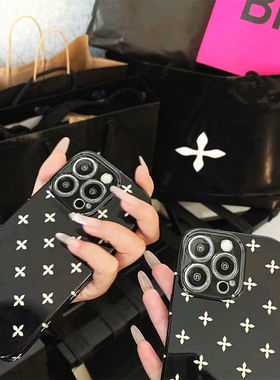 潮酷十字花适用iPhone14/15Pro手机壳11/13/16Proma全包6s/8p/12