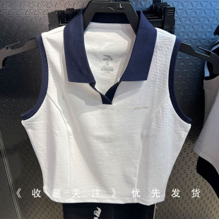 POLO女夏季 V领背心短袖 安踏修身 网球t恤162628137 关晓彤同款