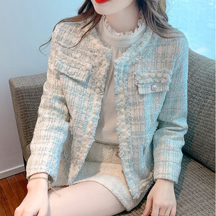 上衣xs码 150小个子法式 名媛小香风毛呢外套女秋冬155百搭高级短款