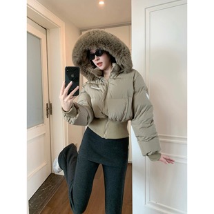 150小个子短款收腰修身加厚毛边羽绒棉衣冬季新款155面包服外套女