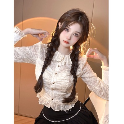 宫廷小个子法式蕾丝衫衬衫花瓣