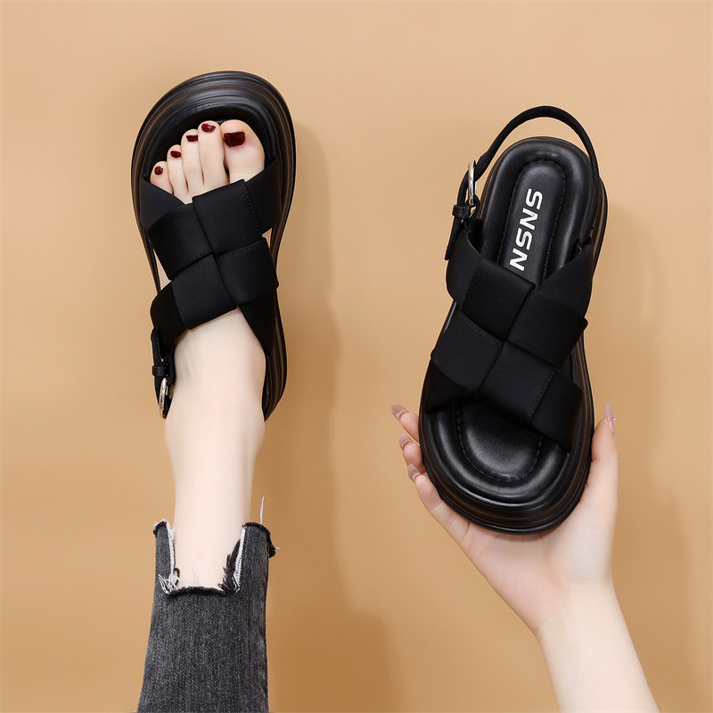 厚底凉鞋女夏仙女风2026新款夏天时尚增高软底配裙罗马露趾沙滩鞋