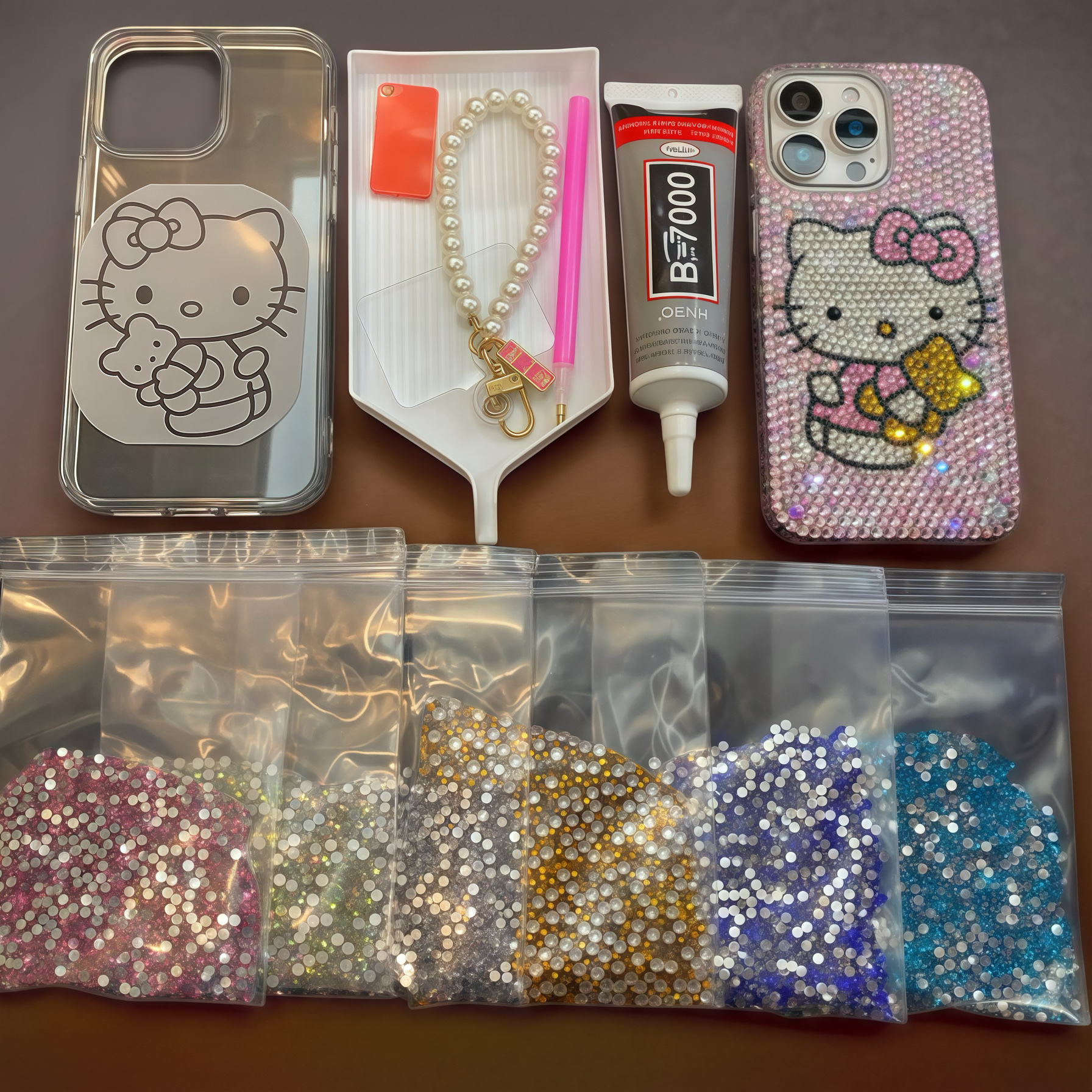 懒懒同款卡通满钻手机壳diy材料包粉色猫材料包15pro适用16promax