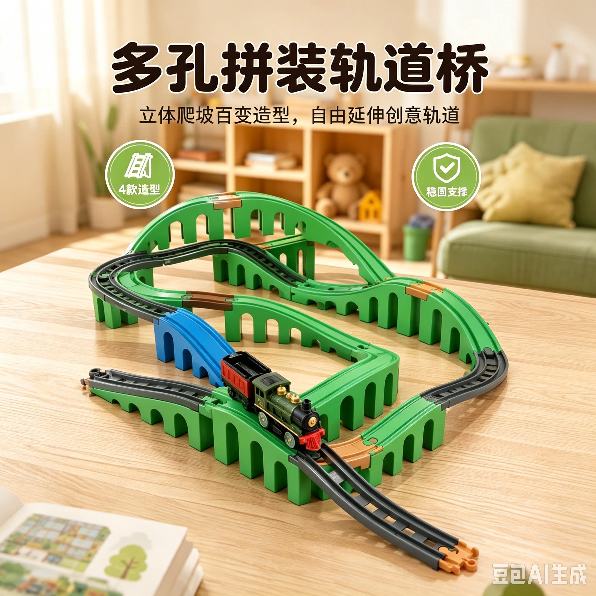 多孔拼装立体爬坡轨道益智玩具